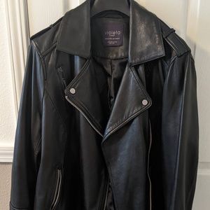 Violeta by Mango Leather Jacket
